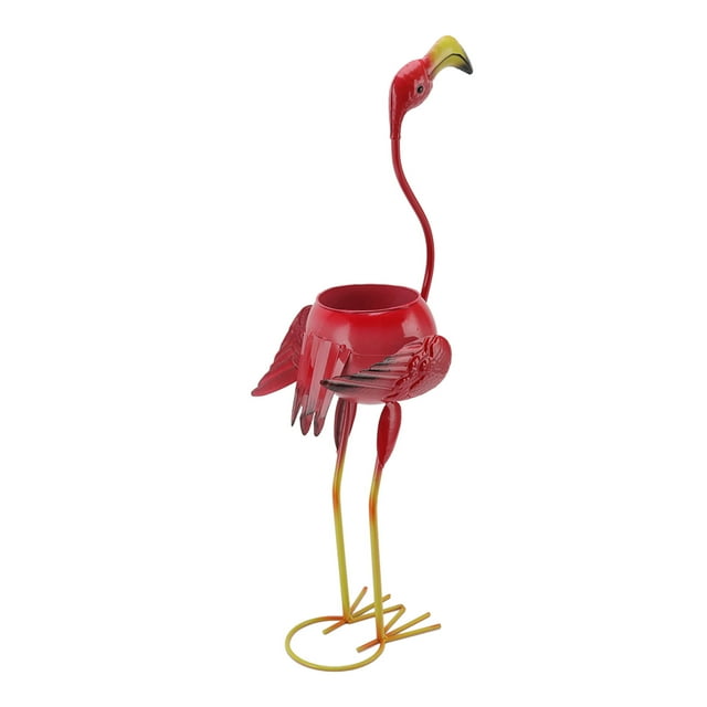 Animal Shape Iron Plant Pot, Flamingo Shape Flower Pot Creative Sculpture For Porch