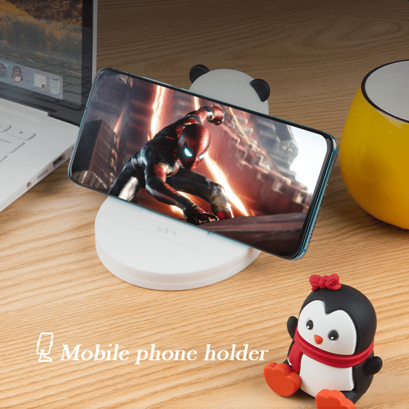 Fast 15W Wireless Charger Cute Animal Phone Stand - Soft Rubber Mobile Holder for iPhone 15/14/13/12, Samsung S23/S22, AirPods - Chrismas Gift