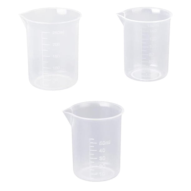 Yuarrent 3 unids/set taza de medición PP tazas de medida transparentes con de vertido contenedor de medición suministro de experimento para la Herramientas y accesorios para hornear Yuarrent HA5433-00B