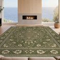 thumbnail image 2 of Design&I 8'x10' Washable Area Rug Sleek Flatweave Pet Friendly Floral Medallion With Faded Retro Scroll Accents Vintage Boho Refined Structured for King Size Bedroom, Under Bed, 2 of 7