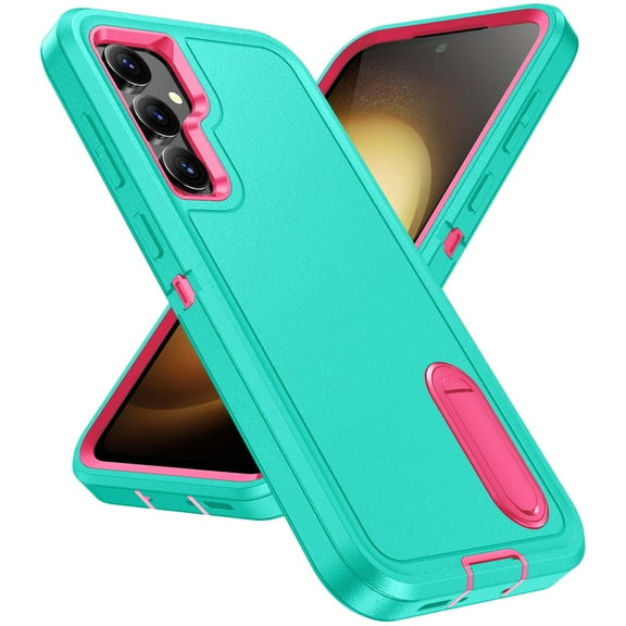 Stand Case for Samsung Galaxy S23 FE with Metal Kickstand Hard PC & TPU Back Shockproof [Military Grade Protection] Heavy Duty Rugged Hybird Protective Cover for Samsung Galaxy S23 FE, Mint Rose