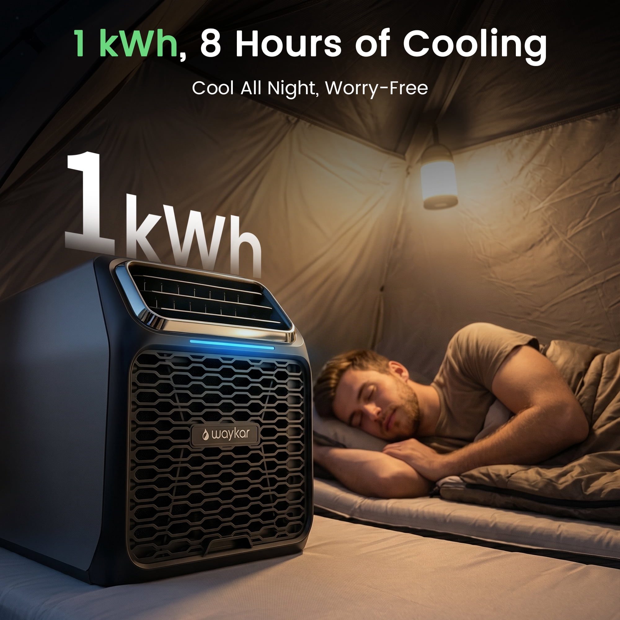 Waykar 6000 BTU Portable Air Conditioner for Camping, Advanced Dual-Hose System for Tents & RVs, 110V AC/DC Inverter Support, 3-in-1 Cooling, Dehumidifier & Fan for Off-Grid Outdoor Comfort
