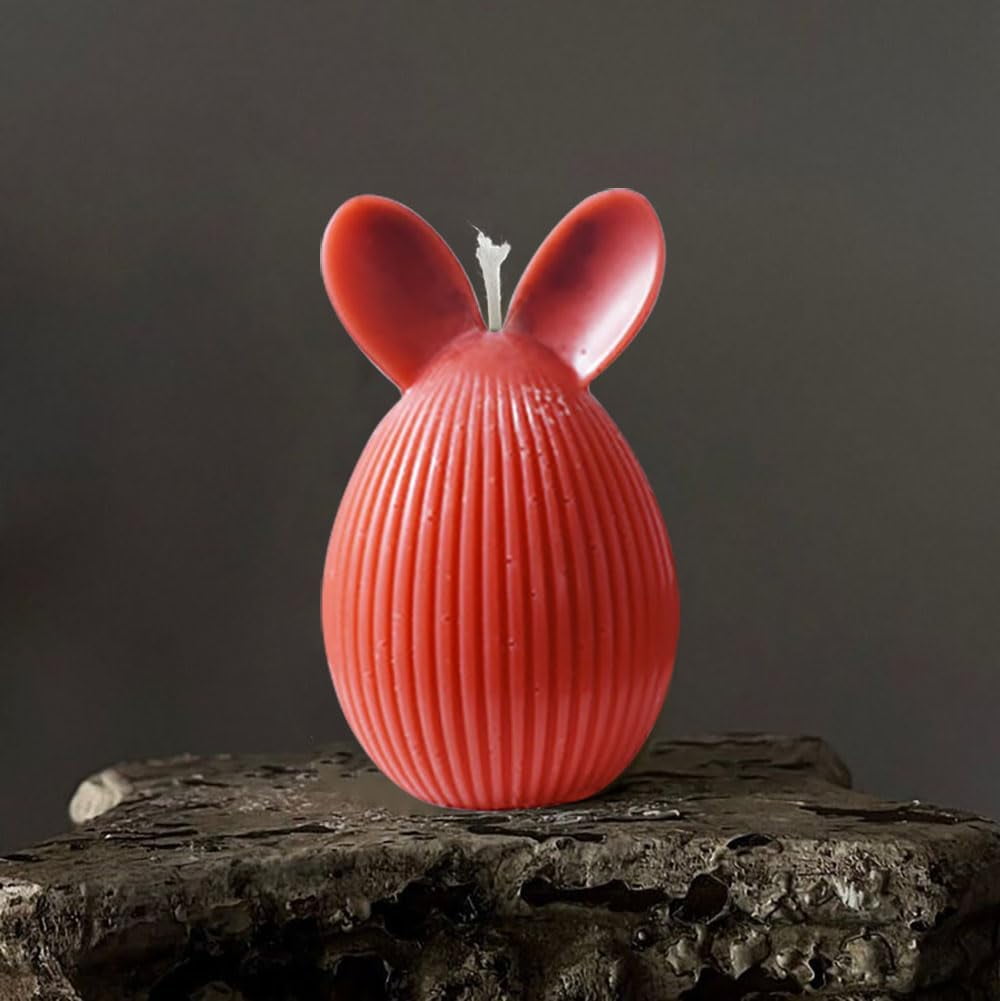 ABCISI 4pcs Easter Eggs Bunny Silicone Molds, Easter Decor Candle Molds for Candle Making Supplies, Rabbit Ears Egg Silicone Mold for DIY Candles Resin Plaster Art Crafts, Spring Decorations for Home