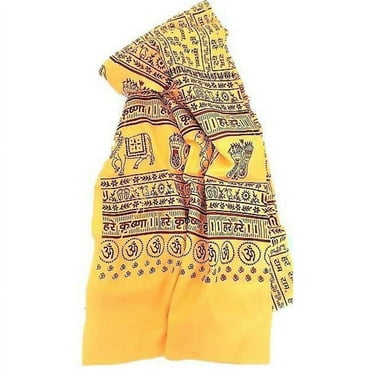 OM703012-Yellow Hare Krishna OM Meditation Yoga Prayer Shawl - Yellow