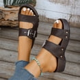 thumbnail image 5 of Pandaie Platform Sandals for Women Arch Support Wedge Slip on Slides Two Buckles Strap Cork Footbed Summer Walking Slippers Brown 7.5, 5 of 9