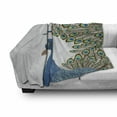 thumbnail image 3 of Peacock Soft Flannel Fleece Blanket, Illustration of Peacock Bird Forming a Frame with Its Feathers Eastern Exotic Fauna, Cozy Plush for Indoor and Outdoor Use, 60" x 80", Multicolor, by Ambesonne, 3 of 6
