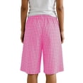 thumbnail image 5 of Women's High Waisted Linen Shorts Loose Fitting Plaid Bermuda Pants with Pockets Lightweight Comfy Summer Casual Beach Shorts XXL, 5 of 9