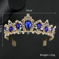 thumbnail image 4 of 1pc Crystal Rhinestones Crown with Comb Elegant Large Crown for Party Wedding Cosplay (Blue), 4 of 8