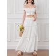 thumbnail image 6 of Michellecmm  Women’s Two Piece Outfits Off Shoulder Frill Crop Tops and Long Skirt, 6 of 9