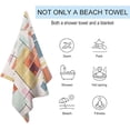 thumbnail image 3 of Yibo Hippie Floral Bath Beach Towel Vintage Watercolor Floral Striped Fabric Modern Aesthetic Print Soft Bath Towel, 3 of 8