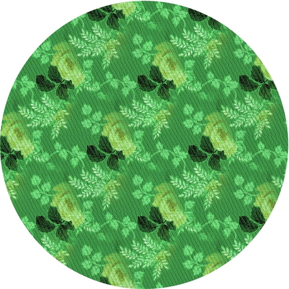 Ahgly Company Indoor Round Patterned Green Area Rugs, 3' Round