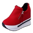 thumbnail image 2 of Mostsola Sneakers for Women Platform Slip on Shoes Wedges Heels Casual Zipper Canvas Shoes, 2 of 8