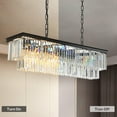 thumbnail image 3 of HOOMEDELIER Modern Luxury Rectangular Crystal Chandelier with 7 Lights Hanging Ceiling Pendant Light for Dining Room , 3 of 8