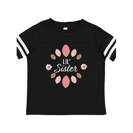 

Inktastic Lil Sister with Pink Flowers Gift Toddler Toddler Girl T-Shirt