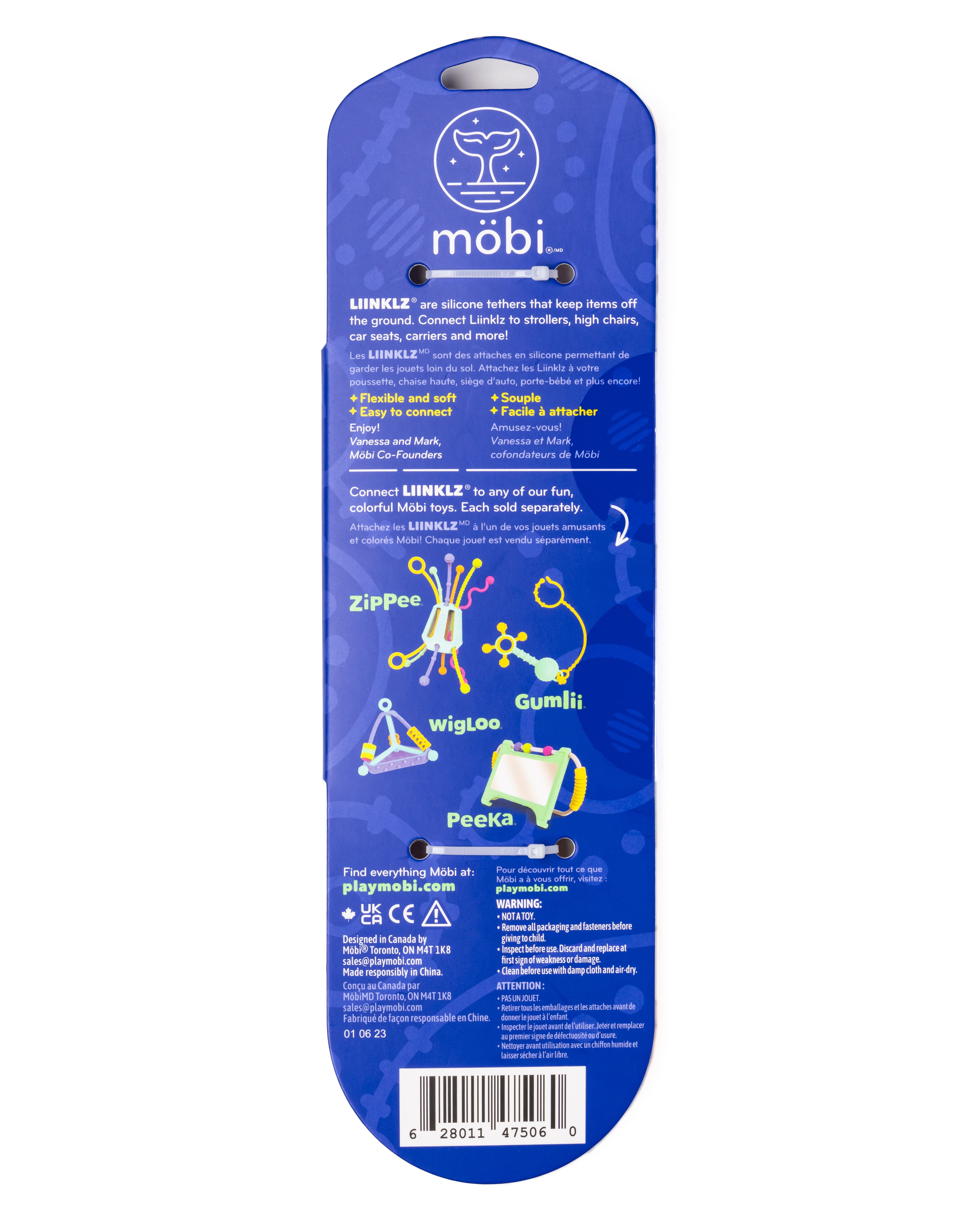 Mobi Liinklz Silicone Teether Soft Baby Toy Pacifier Straps for High Chair, Stroller, Car Seat and Carrier, 3-Pack, Cool