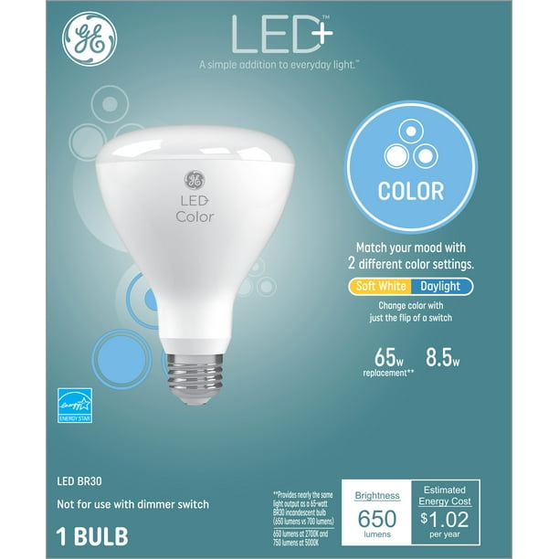 GE LED+ Color Changing LED Light Bulb, Soft White & Daylight Colors
