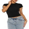 thumbnail image 3 of PENGXIANG T-Shirt Basique à Manches Courtes pour Femmes Noir L, 3 of 7