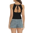 thumbnail image 3 of Women's Halter Neck Tie Tops Knit Tank Tops Sleeveless Vest Shirts, 3 of 5