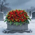 thumbnail image 6 of Roiihwy Memorial Day Decor Artificial Satin Saddle Flower, Tombstone Decoration, Cemetery Grave Memorial Flower, 23.6in Red, 6 of 7