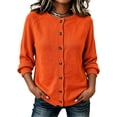 thumbnail image 2 of Knit Cardigan for Women & Plus Size, Fall Cozy Button Down Crewneck Long Sleeve Relaxed Classic Elegant Sweater, XS-4XL, 2 of 5