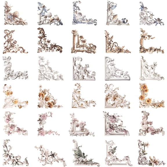120Pcs 6 Colors Vintage Frame Corner Stickers Photo Border Stickers Retro Colorful Background Flower Self Adhesive Decorative Paper for Journal Photo Album Diary Scrapbook Art DIY Crafts DIY