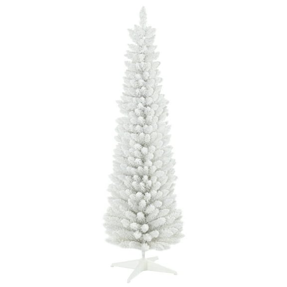 XiHuaZhaoChen  Artificial Half Christmas Tree with Flocked Snow, Lifelike PVC Material, Space Saving Xmas Decoration, Easy Assembly, Without Ornaments,White