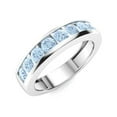 thumbnail image 2 of 925 Sterling Silver Half Eternity 4MM Round Aquamarine Women Wedding Ring, 2 of 3