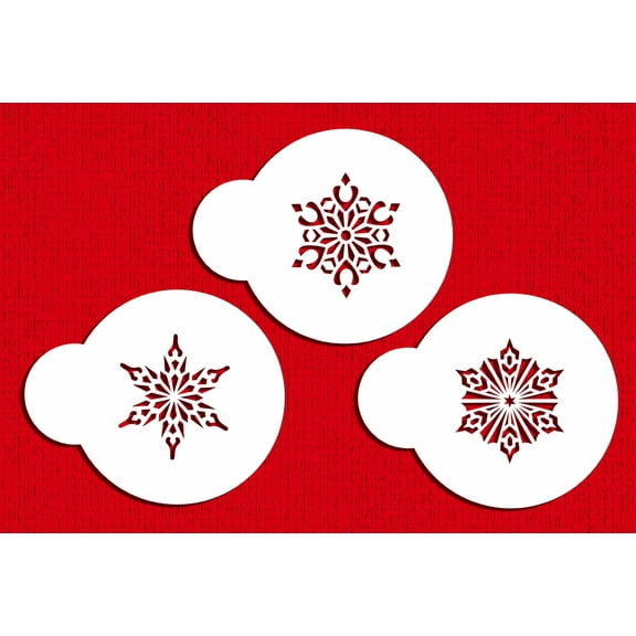 Designer Stencils Mini Crystal Snowflakes 2 Cookie Stencils, Beige/semi-transparent