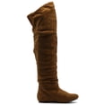thumbnail image 5 of Ollio Women's Shoe Stretch Faux Suede or Faux Leather Over The Knee Flat Wrinkle Long Boots, 5 of 5