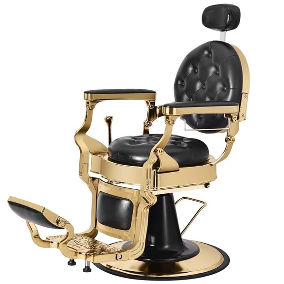 Huisuilinss Vintage Barber Chair,Hydraulic Recline Salon Chair,Hair Styling Chair,Adjustable Height,360° Swivel,Headrest & Footrest,700lbs Capacity,For Barbershop Beauty Tattoo Massage