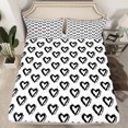 thumbnail image 2 of Homewish Cute Loves Pattern Bed Sheets,Abstract Graffiti King Sheets,White Black Sheet Set For Girls Kids,Ultra Soft Home Decor,4pcs, 2 of 7