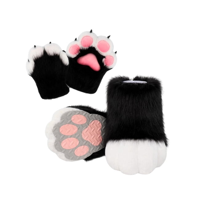Guantes Fernando con forma de pata de animal para cosplay negro