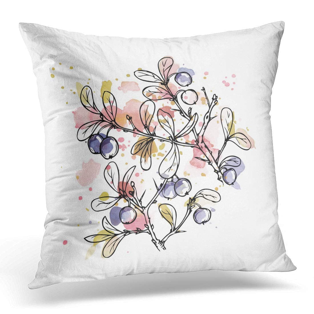 Bsdhome Ink Pencil Watercolor Autumn Fruits Leaves And Branches Of Thorns Isolate Line Nature Painting Freehand Pillow Case Pillow Cover 18x18 Inch Walmart Canada