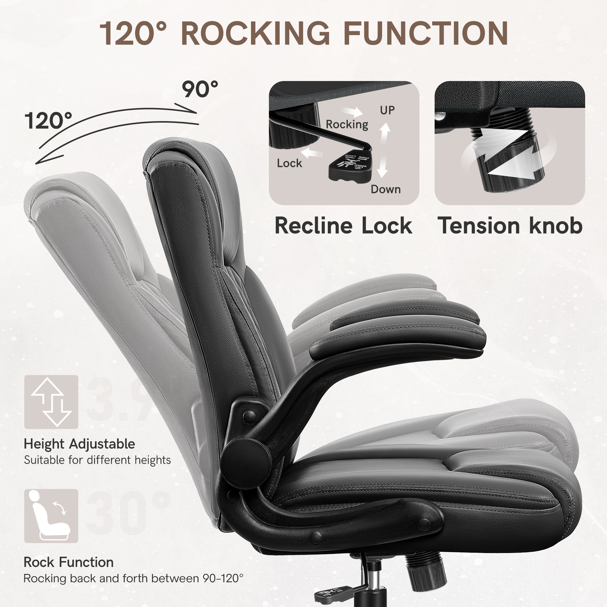 Coolhut Big and Tall Office Chair, 400 lb Capacity, Black photo 4