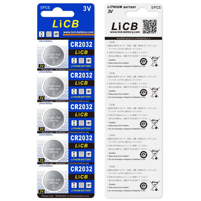 LiCB CR2032 Lot de 10 piles au lithium CR2032, 3 V