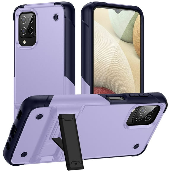 Samsung Galaxy A12 Phone Case, Military Grade Drop Protection Shockproof Anti-Scratch Kickstand Heavy Duty Rugged Hybrid Phone Protective Case Samsung A12 2020 6.5 inch, Lightpurple