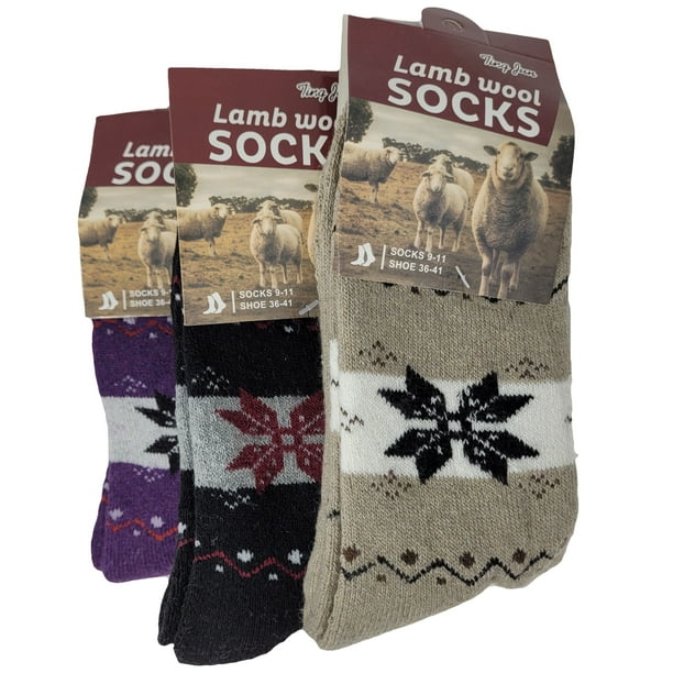 Women's Lamb Wool Crew Socks, Thermal Warm Cozy Soft, Comfortable ...