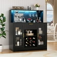 thumbnail image 7 of Homieasy Wine Bar Cabinet with LED Lights and Outlets, Liquor Bar Cabinet with Drawer Storage, Wine Bar Buffet with Grid Wine Rack & Glass Holder, Black, 7 of 7