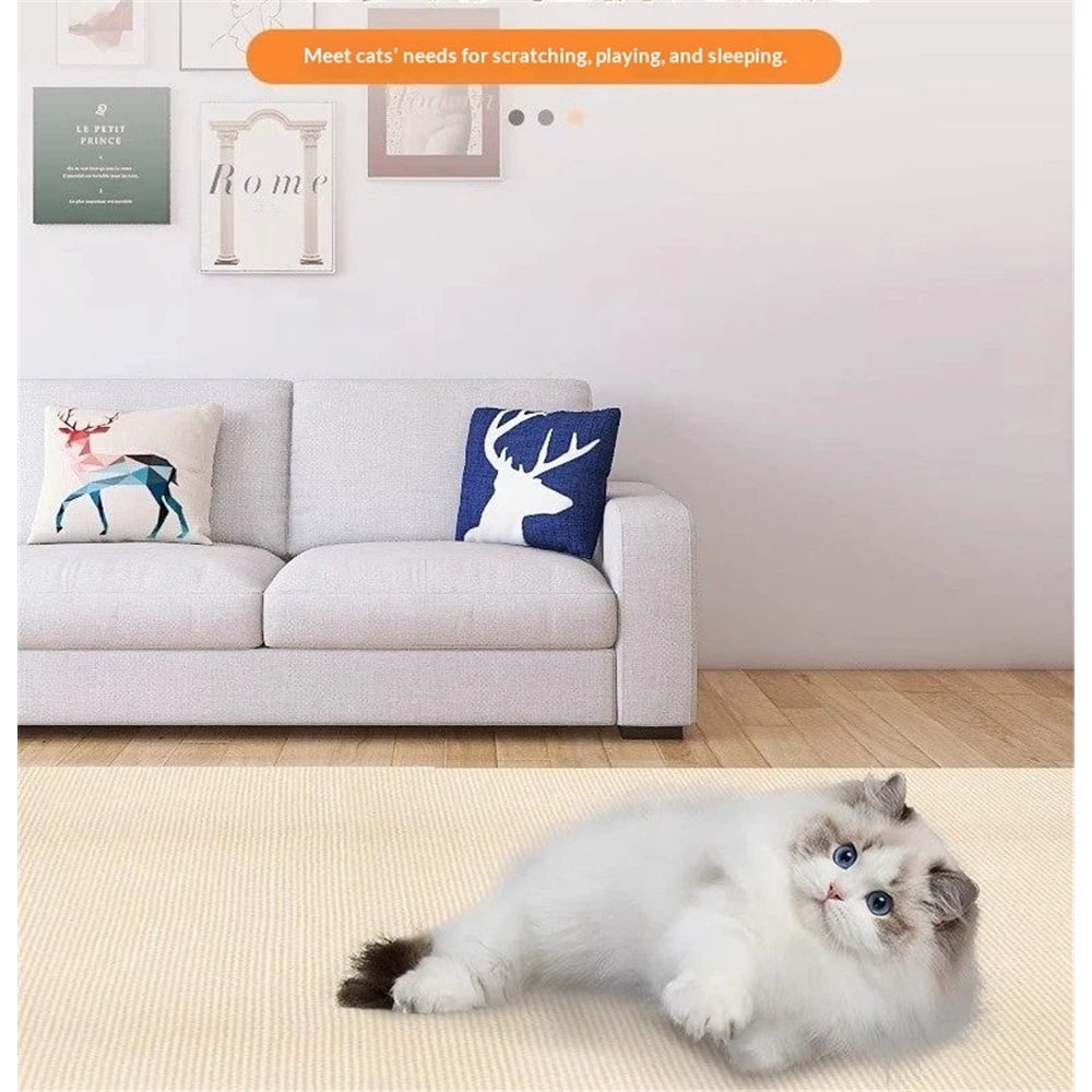 Bed Cat Scratcher Pad,400"x15.7"Cat Scratching Mat,Self-Adhesive Trimmable Anti Scratch Bed Couch Wall Corner Furniture Protector from Cat Claws,Easy Use for Cat Carpet/Door/Post（ivory white）
