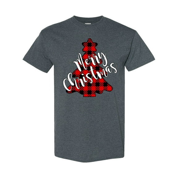 Inktastic Red Buffalo Plaid Christmas Tree T-Shirt