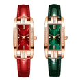 thumbnail image 2 of Reloj con correa de cuero para mujer, esfera roja verde, relojes de lujo para mujer, correa de Pu sencilla, reloj de diamantes de imitación, reloj de cuarzo para mujer Gao Jinjia LED, 2 of 2