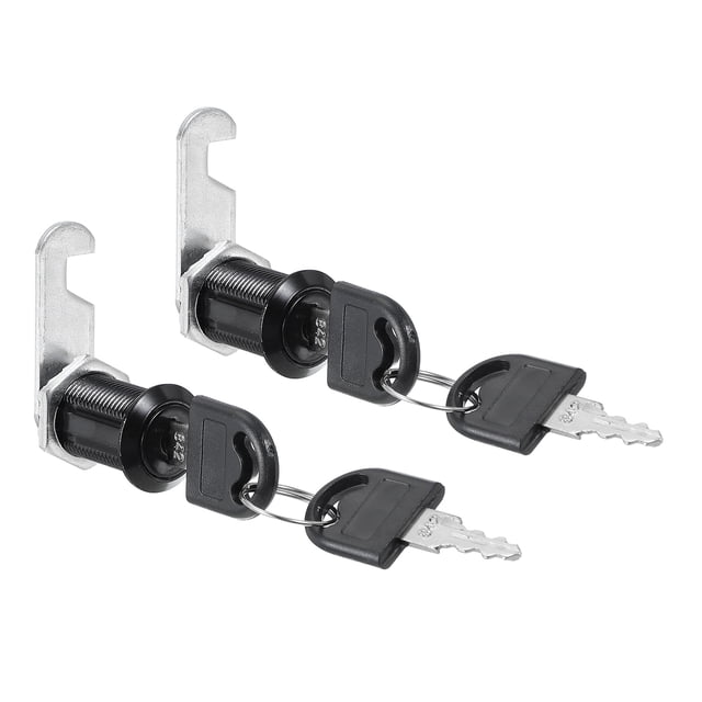 Cerradura de cajón de gabinete Uxcell con llaves 2 Pcs 1-1/6" (30mm) Cerradura de seguridad de cilindro de aleación de zinc para puerta de armario negra