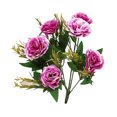 thumbnail image 1 of Ramo de rosas pequeñas artificiales, flores de seda, decoración del hogar para fiesta nupcial (púrpura), 1 of 2