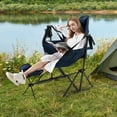thumbnail image 4 of Costway Hammock Camping Chair with Retractable Footrest & Carrying Bag for Camping Picnic Navy, 4 of 8
