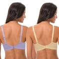 thumbnail image 2 of Curve Muse Women's Lightly Padded Underwire Lace Bra with Padded Shoulder Straps-2PK-LIGHT PURPLE,NUDE-40B, 2 of 7