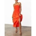 thumbnail image 3 of Gupgi Women's Long Cami Dress Backless Detachable Spaghetti Strap Ruched A-Line Dress for Party Club, 3 of 8