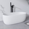 thumbnail image 5 of 51'' Freestanding Resin Stone Soaking Bathtub - Deep Immersion Tub with Ergonomic Backrest, Solid Surface Construction, Overflow Drain & Non-Porous Finish, White, 5 of 9