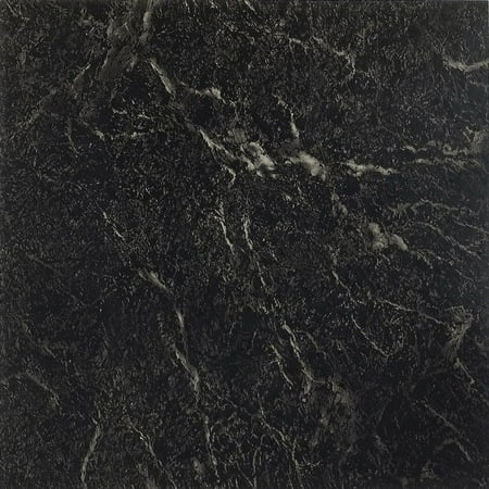 Achim Nexus Black with White Vein Marble 12x12 Self Adhesive Vinyl Floor Tile - 20 Tiles/20 sq. (Best Tile For Kitchen And Bathroom Floors)