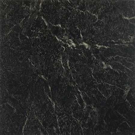 Achim Nexus Black with White Vein Marble 12x12 Self Adhesive Vinyl Floor Tile - 20 Tiles/20 sq. (Best Marbles For House Flooring)