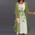 thumbnail image 4 of 1 Ensemble Printemps Été Robe Cardigan Femme Imprimé Floral Grand Ourlet Élégant en Chiffon Ensemble pour Fête, 4 of 4